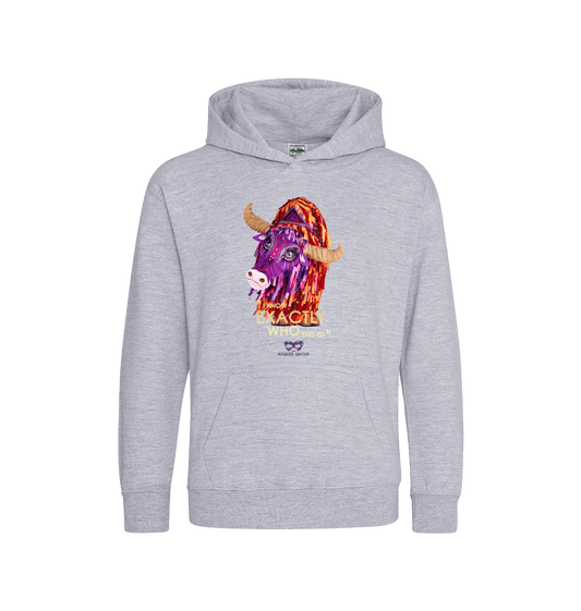 Heather Grey Printed Kids Hoodie Front