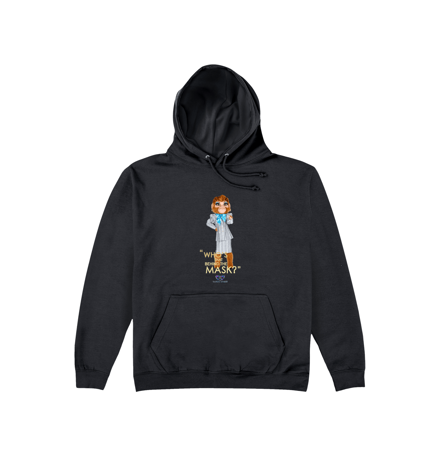 Jet Black Printed Hoody Front