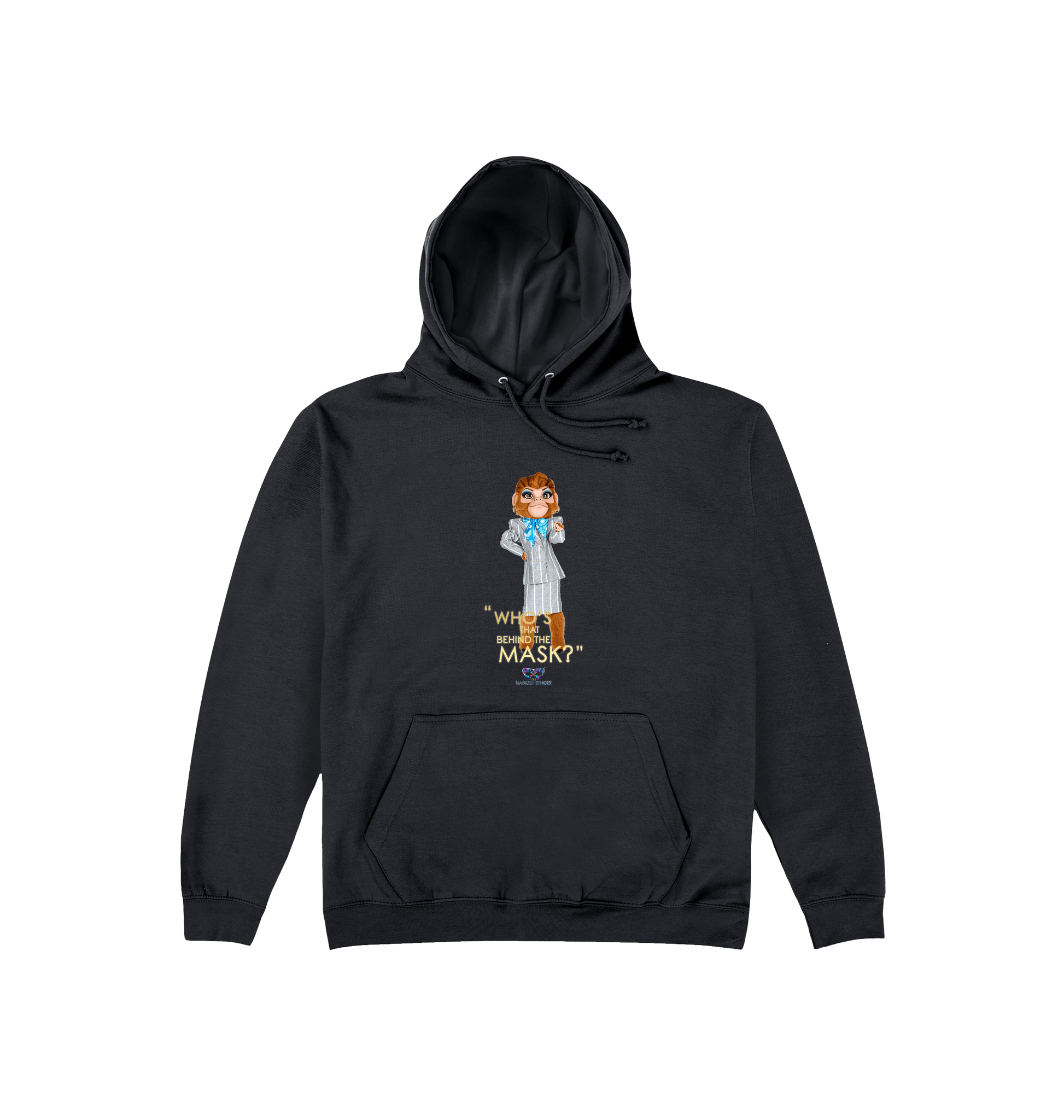 Jet Black Printed Hoody Front