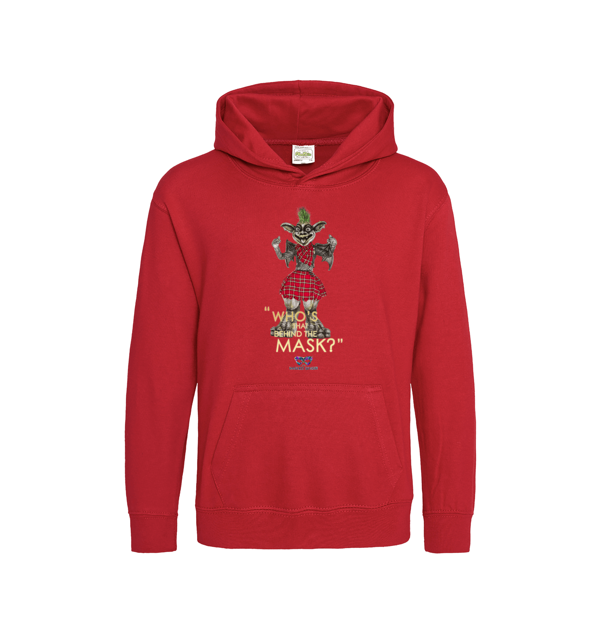 Fire Red Printed Kids Hoodie Front