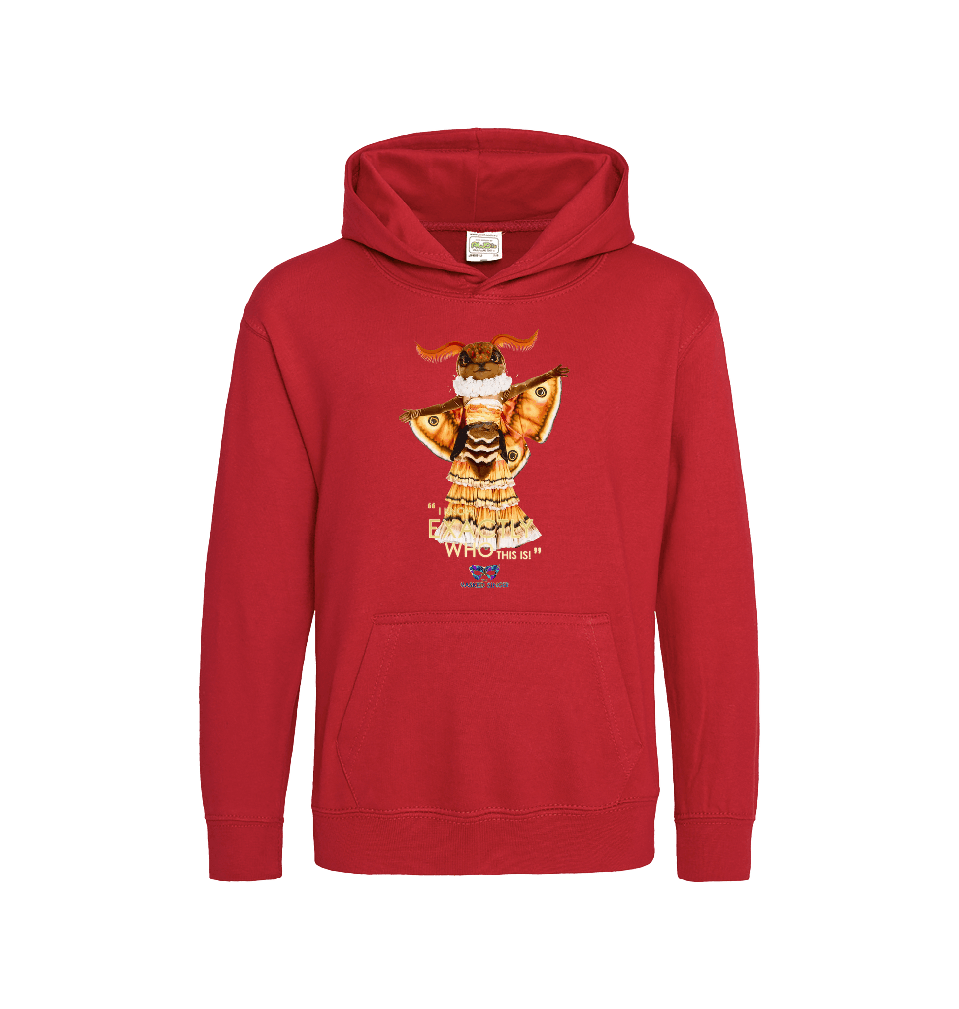 Fire Red Printed Kids Hoodie Front