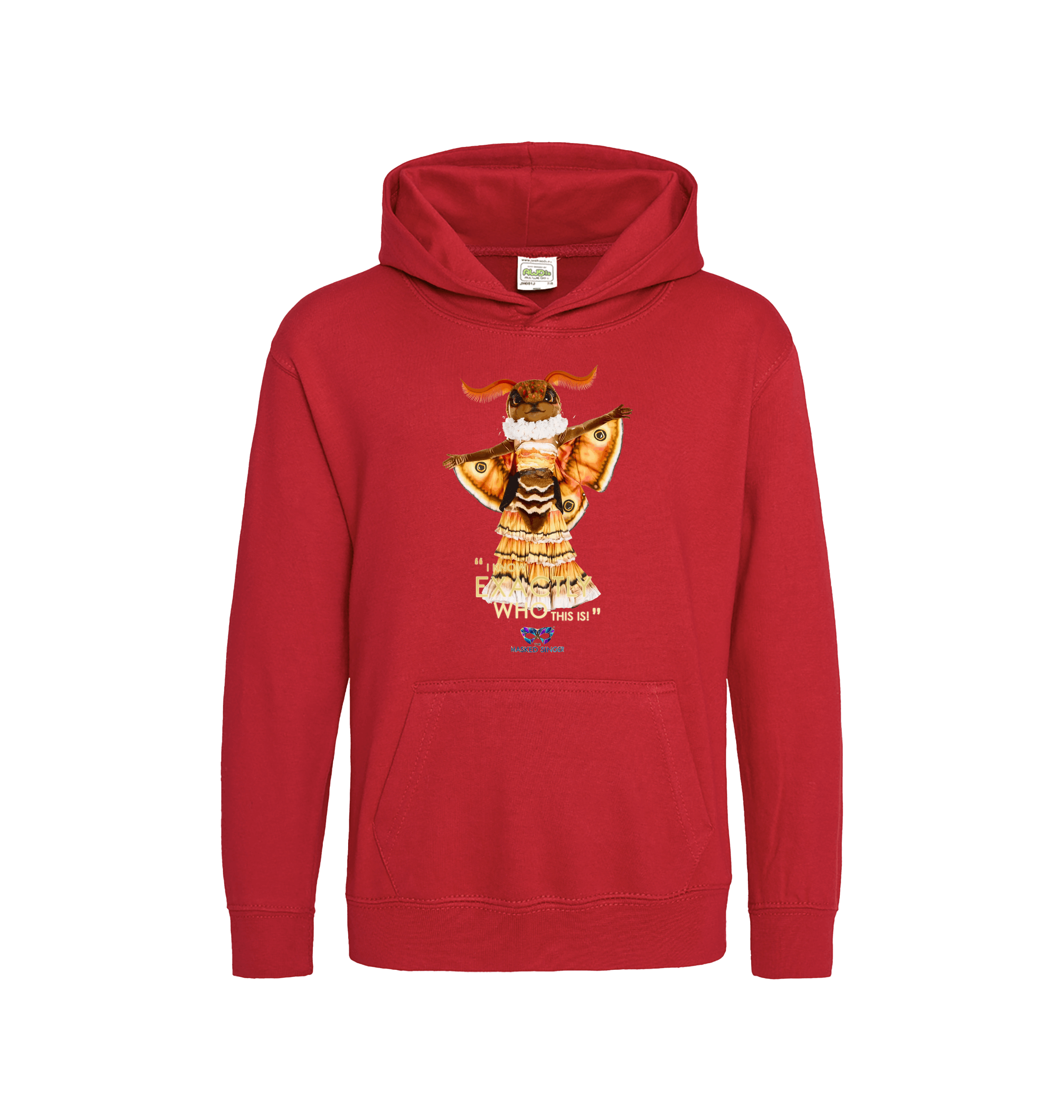 Fire Red Printed Kids Hoodie Front