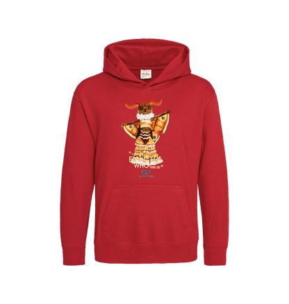 Fire Red Printed Kids Hoodie Front