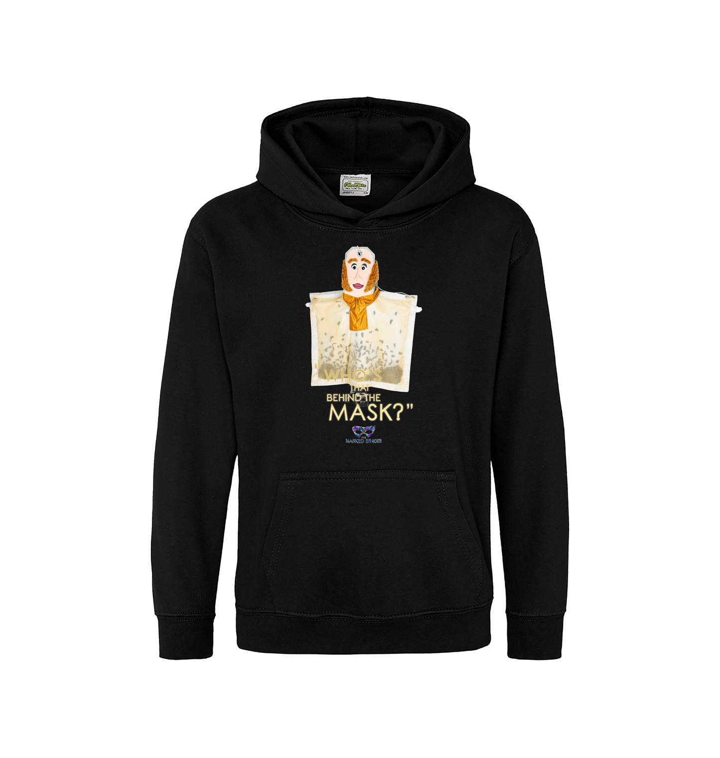 Deep Black Printed Kids Hoodie Front