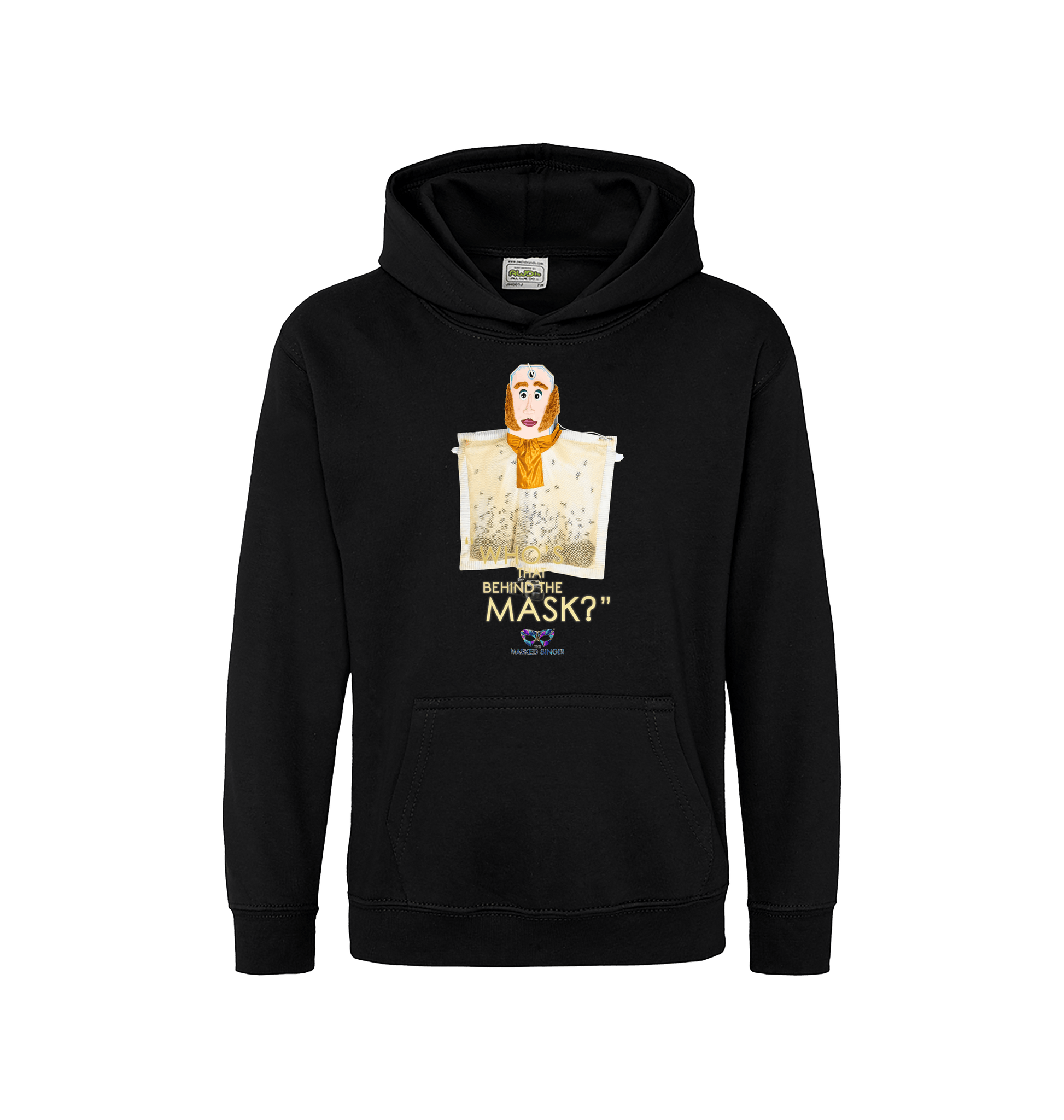 Deep Black Printed Kids Hoodie Front