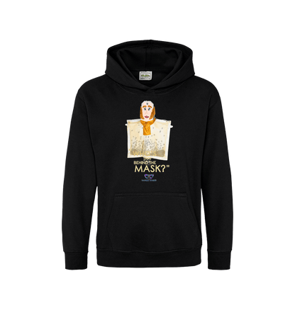 Deep Black Printed Kids Hoodie Front