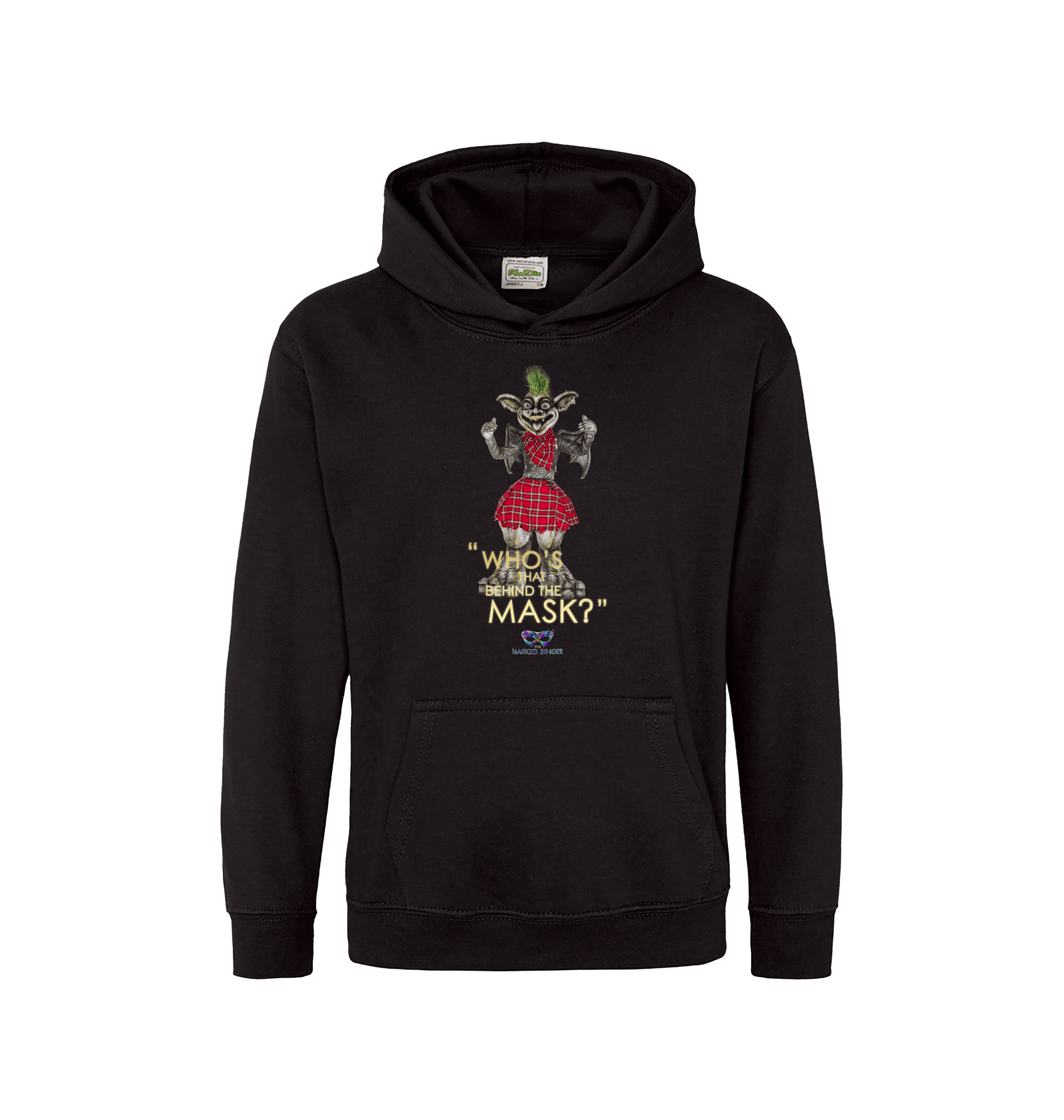 Jet Black Printed Kids Hoodie Front