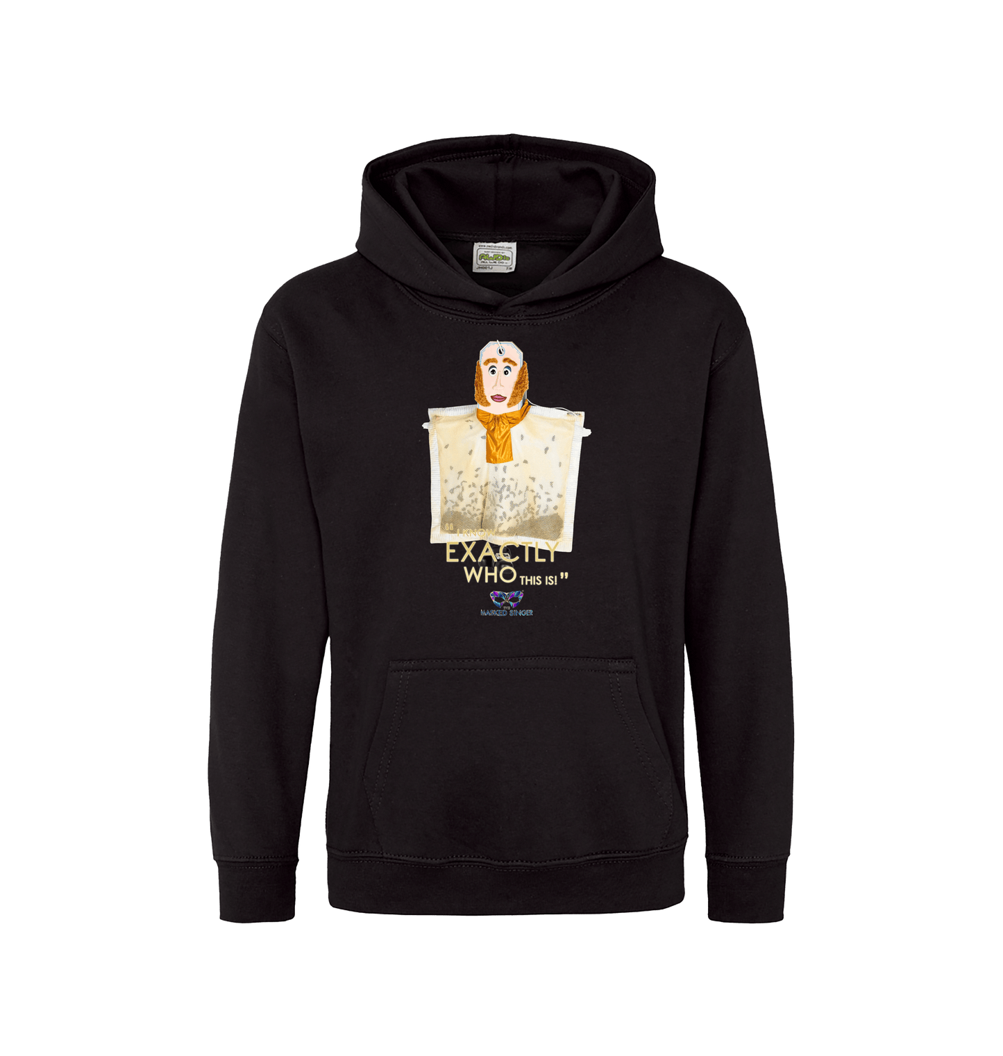 Jet Black Printed Kids Hoodie Front