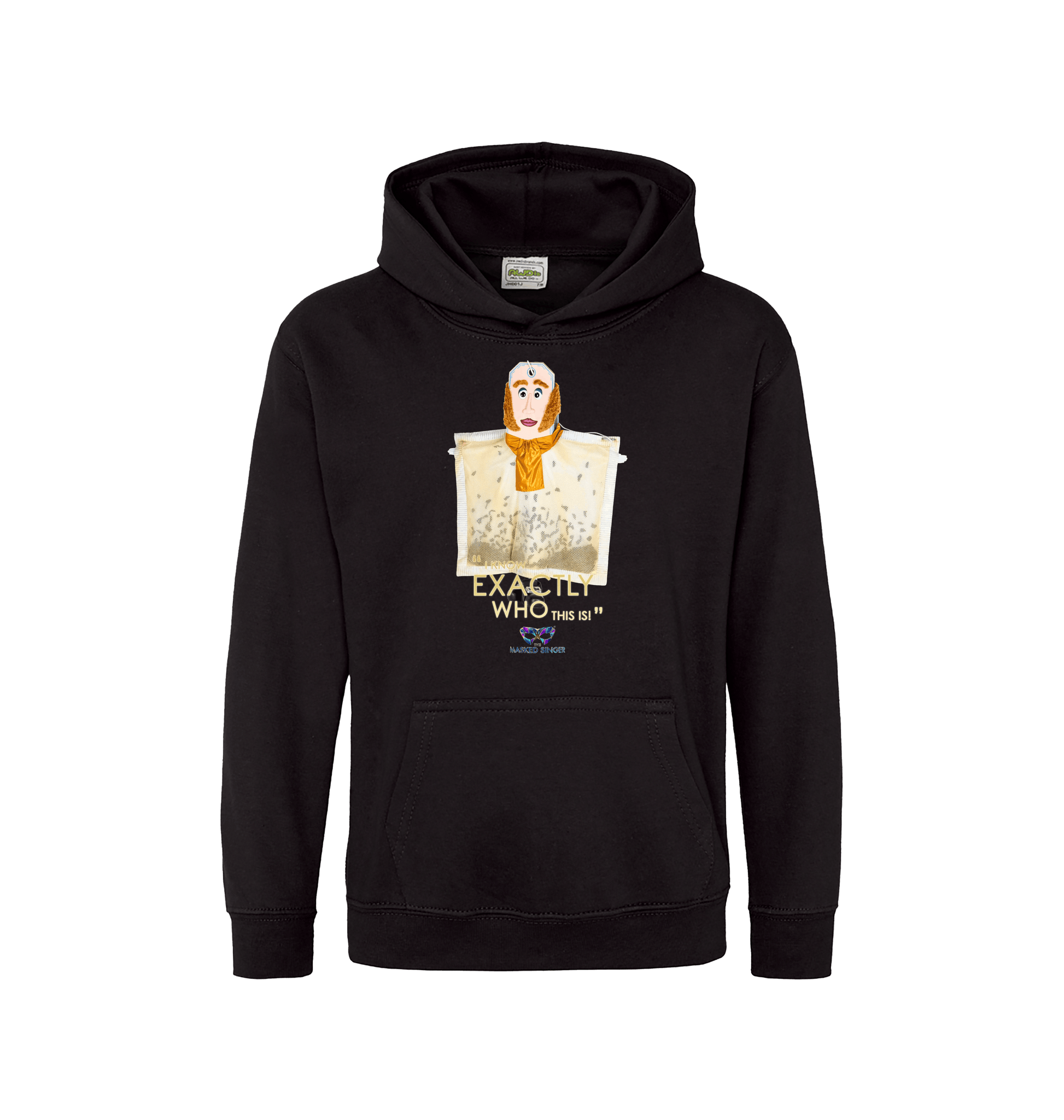 Jet Black Printed Kids Hoodie Front