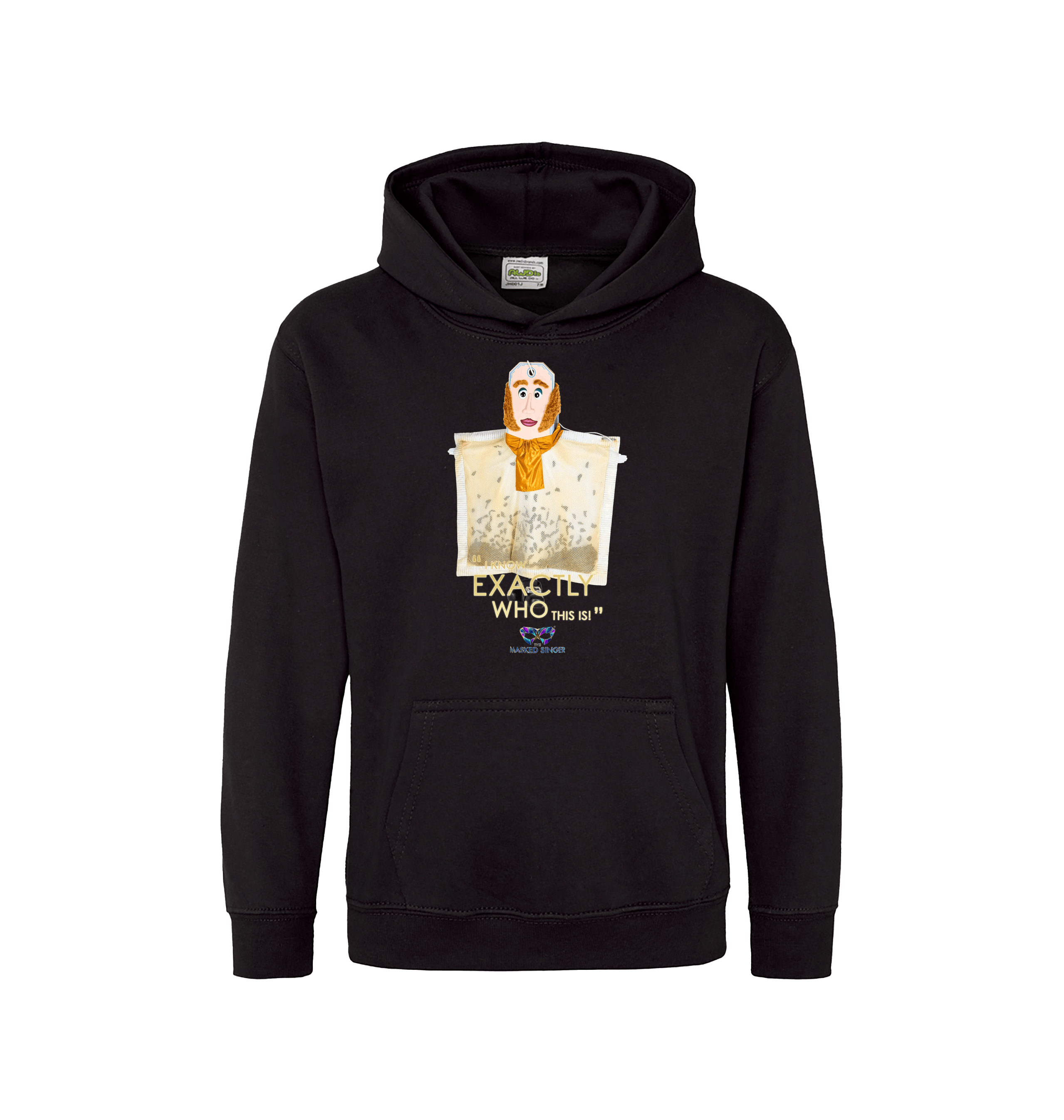 Jet Black Printed Kids Hoodie Front