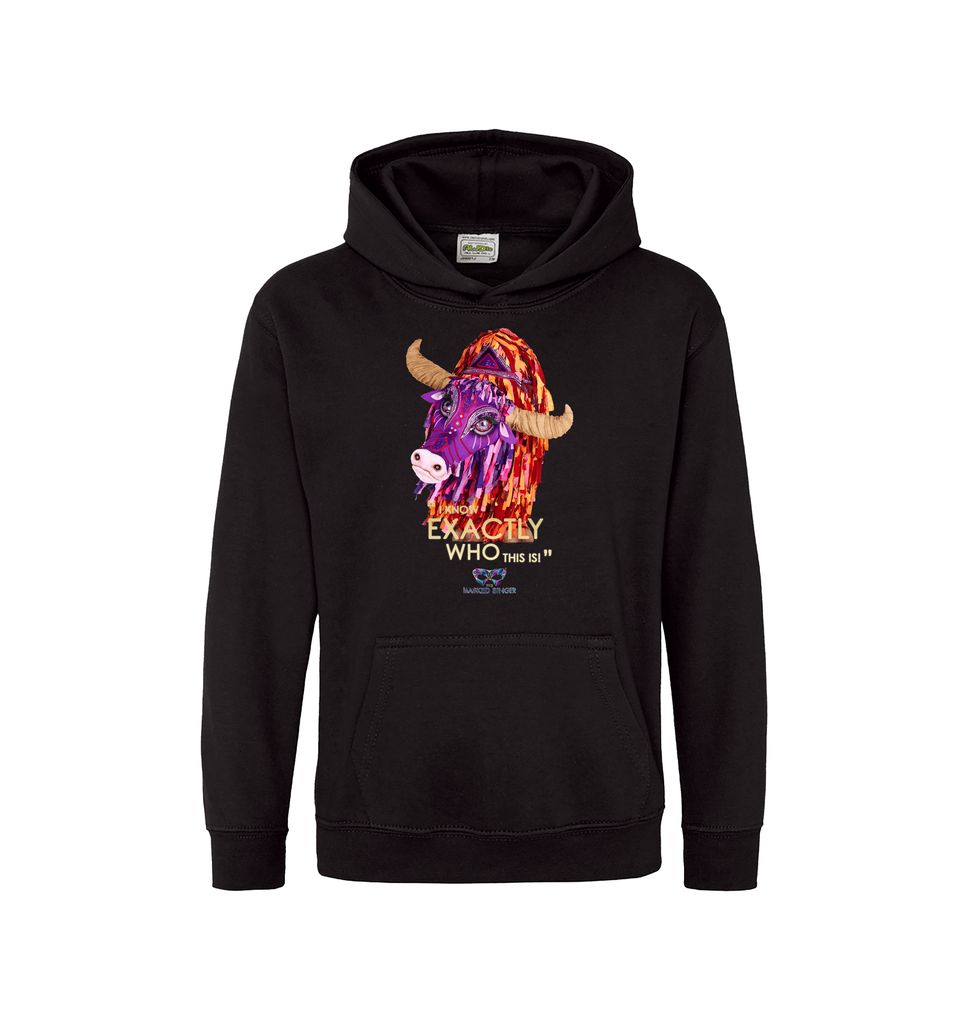 Jet Black Printed Kids Hoodie Front