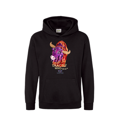 Jet Black Printed Kids Hoodie Front