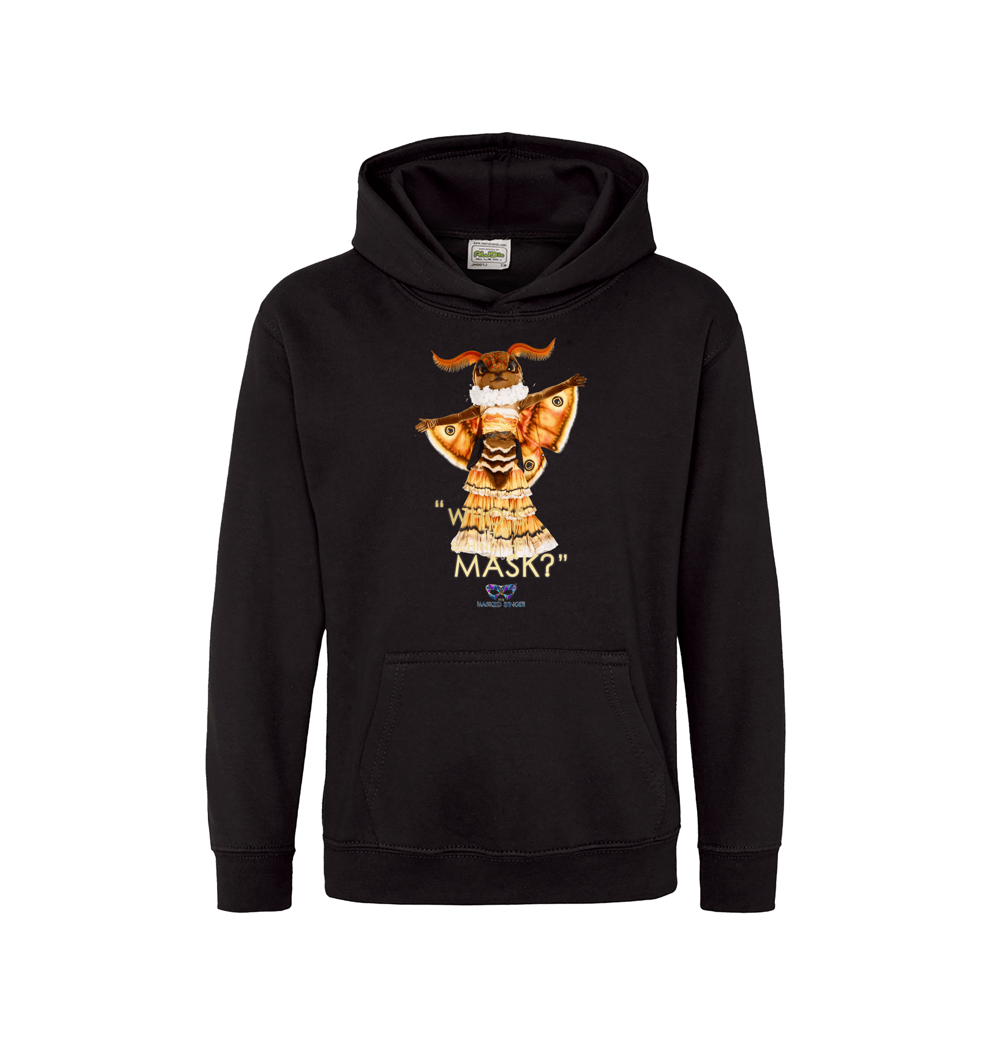 Jet Black Printed Kids Hoodie Front