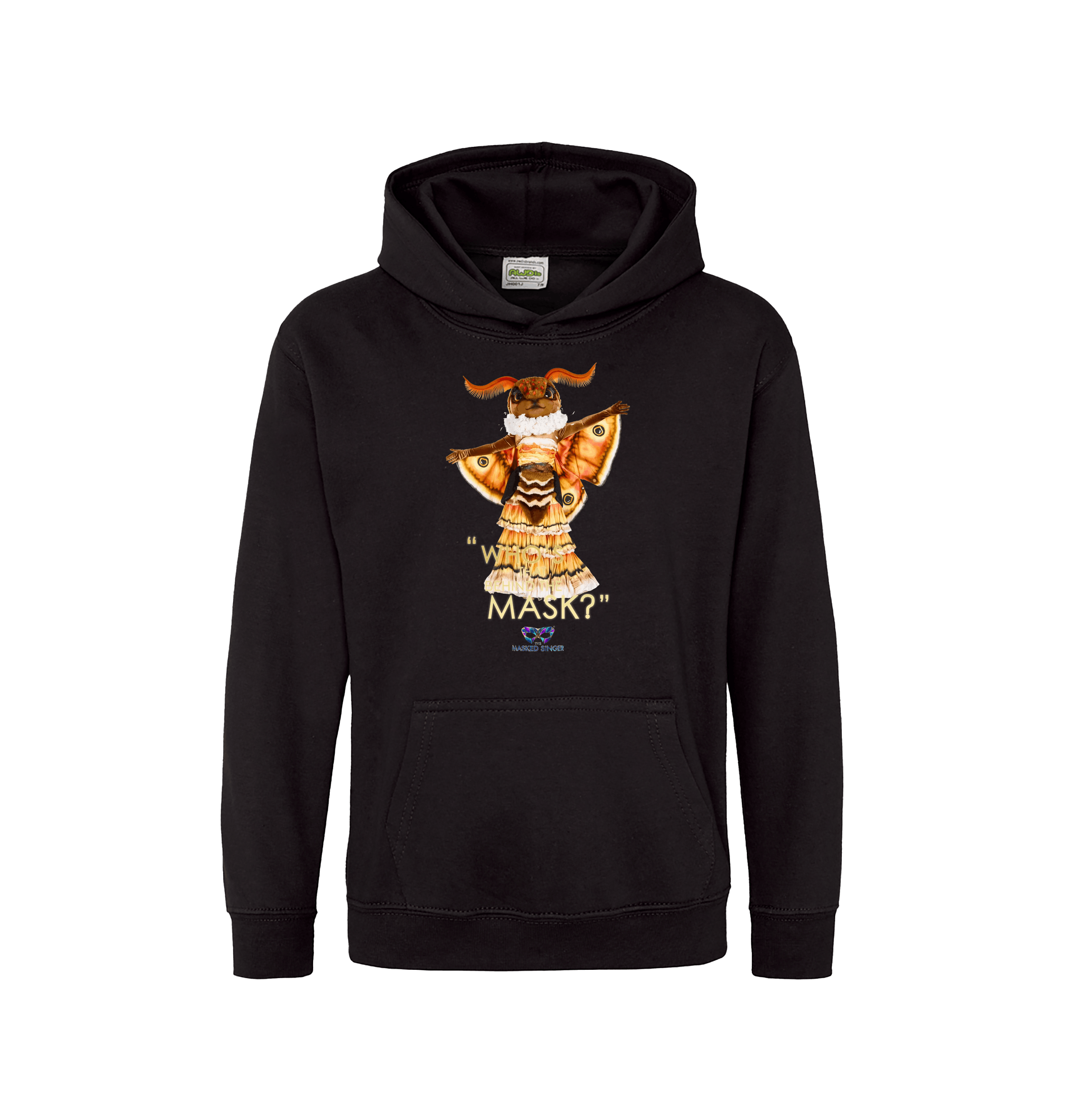 Jet Black Printed Kids Hoodie Front