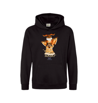 Jet Black Printed Kids Hoodie Front