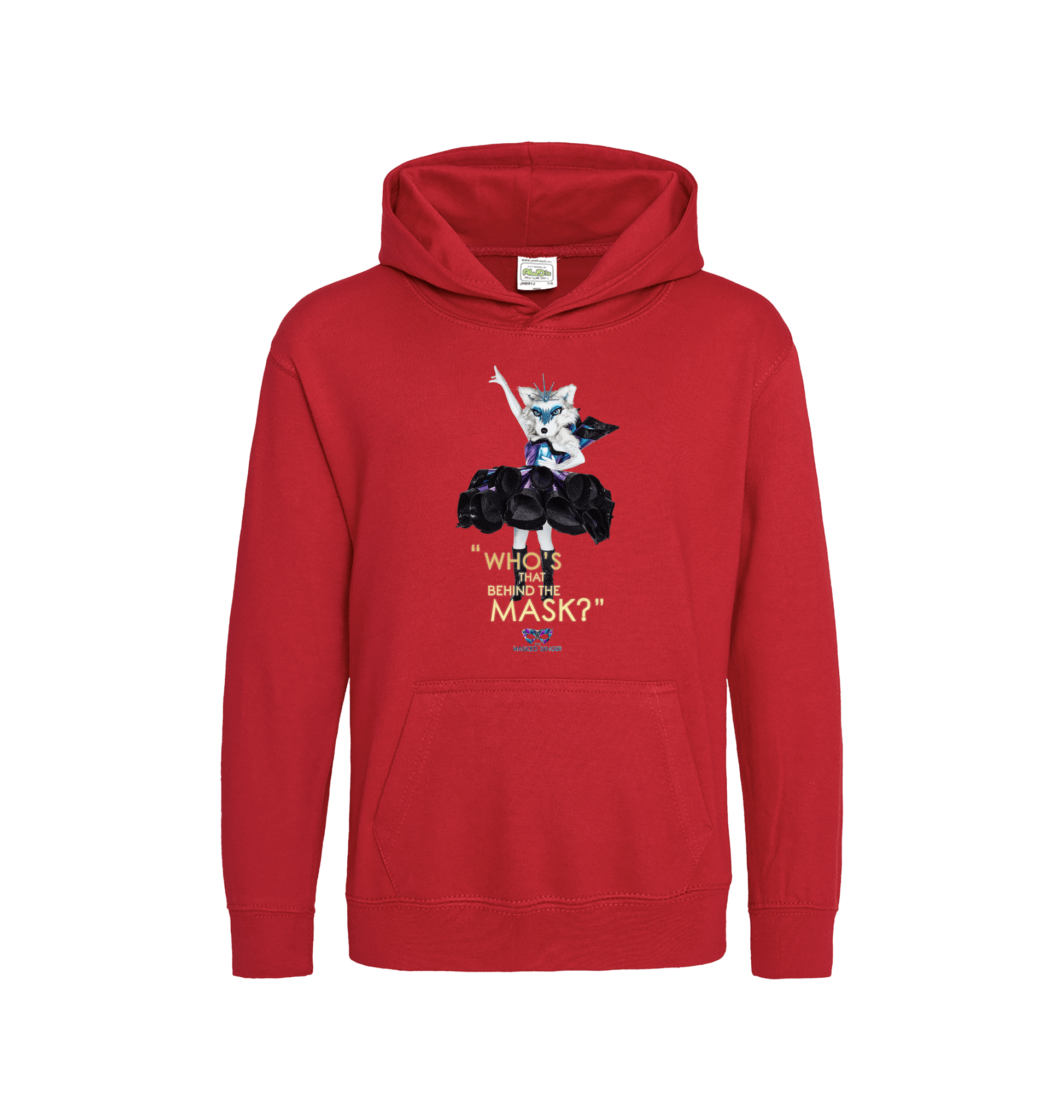 Fire Red Printed Kids Hoodie Front
