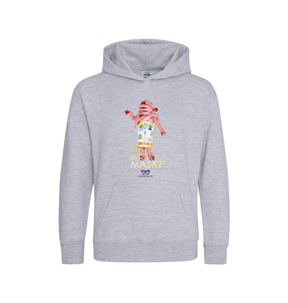 Heather Grey Printed Kids Hoodie Front