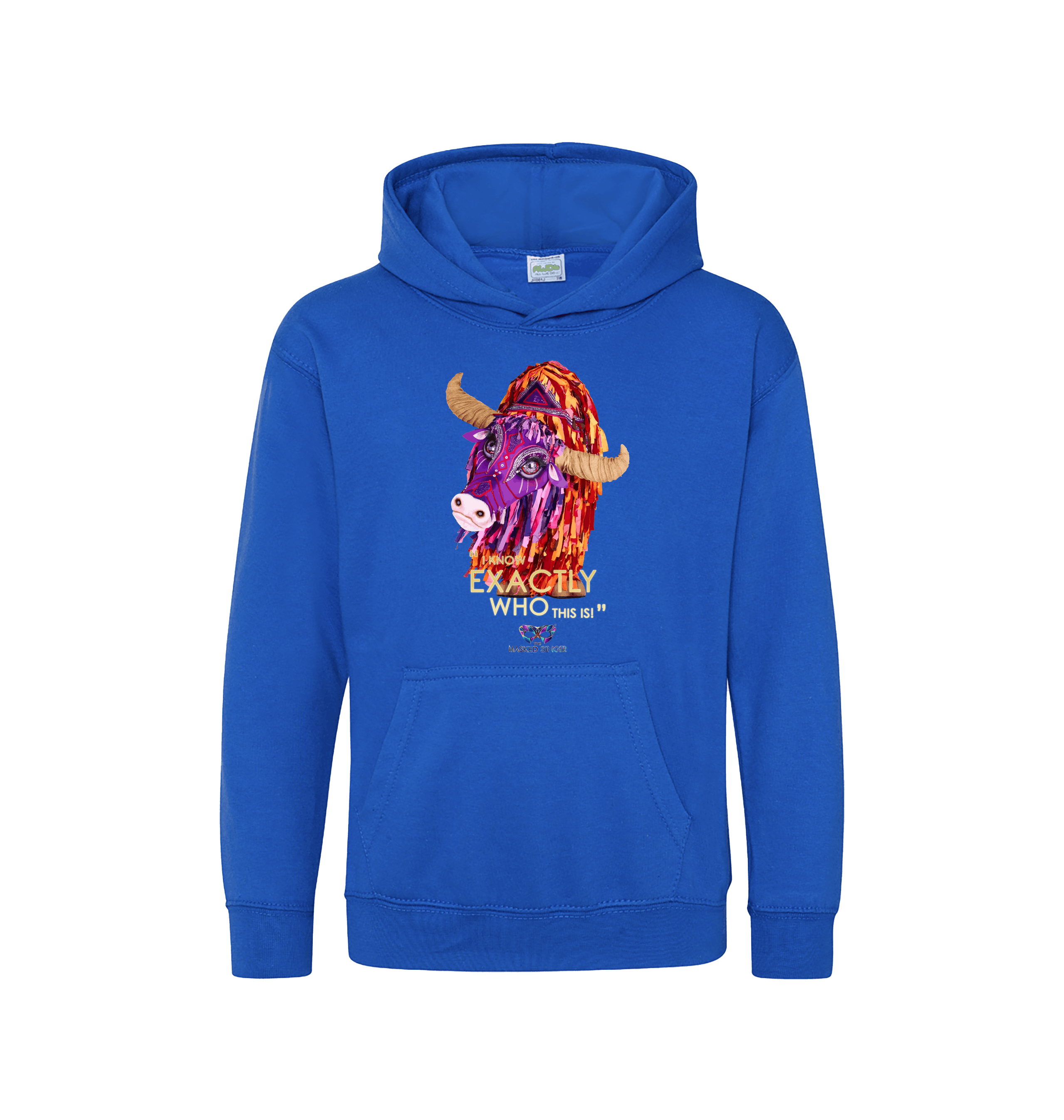 Royal Blue Printed Kids Hoodie Front