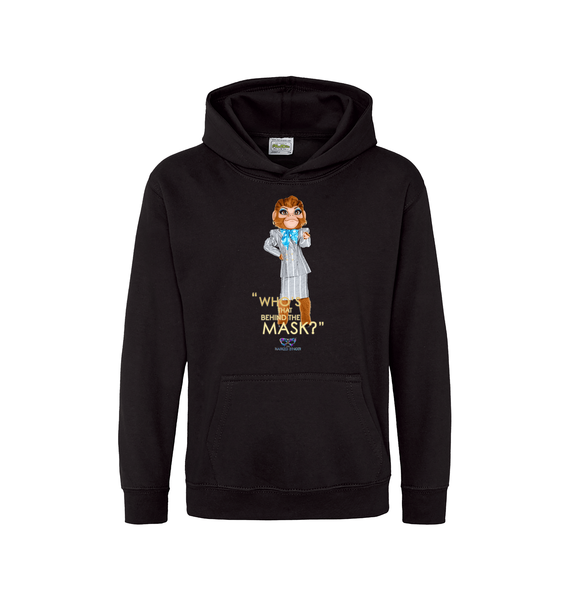 Jet Black Printed Kids Hoodie Front
