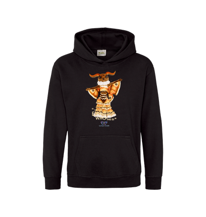 Jet Black Printed Kids Hoodie Front