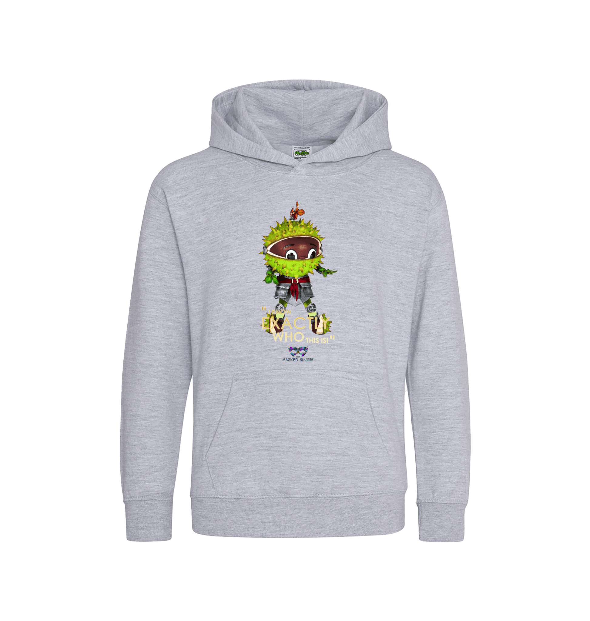 Heather Grey Printed Kids Hoodie Front