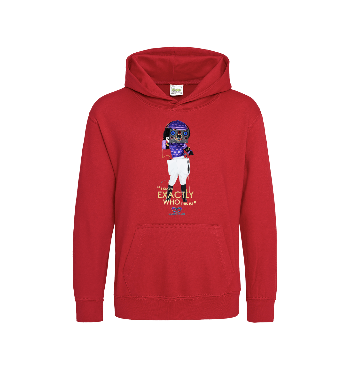 Fire Red Printed Kids Hoodie Front