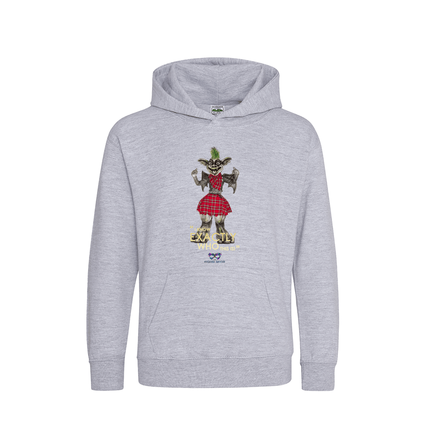 Heather Grey Printed Kids Hoodie Front