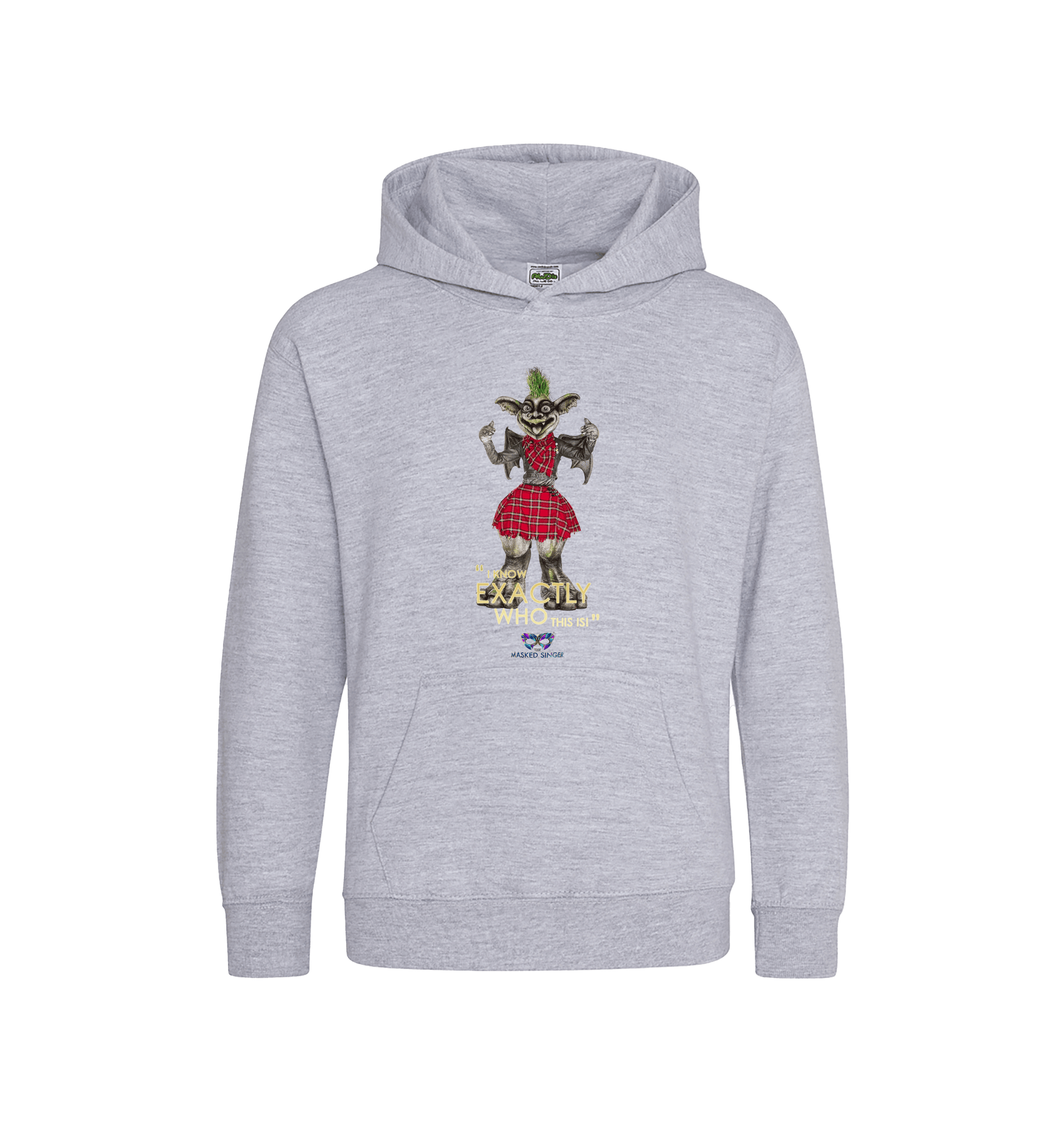 Heather Grey Printed Kids Hoodie Front