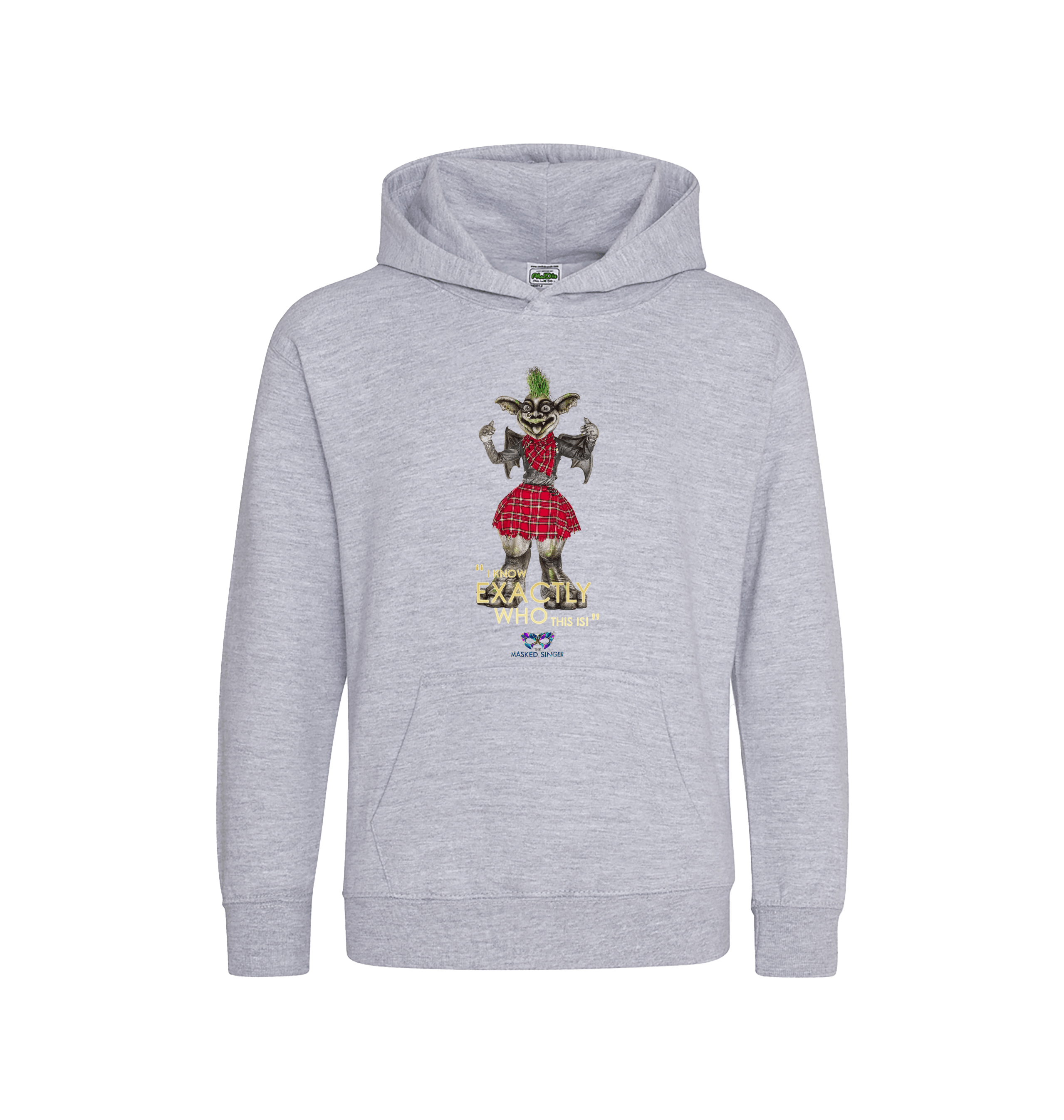 Heather Grey Printed Kids Hoodie Front