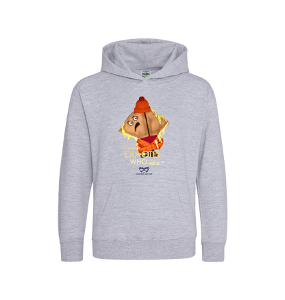 Heather Grey Printed Kids Hoodie Front