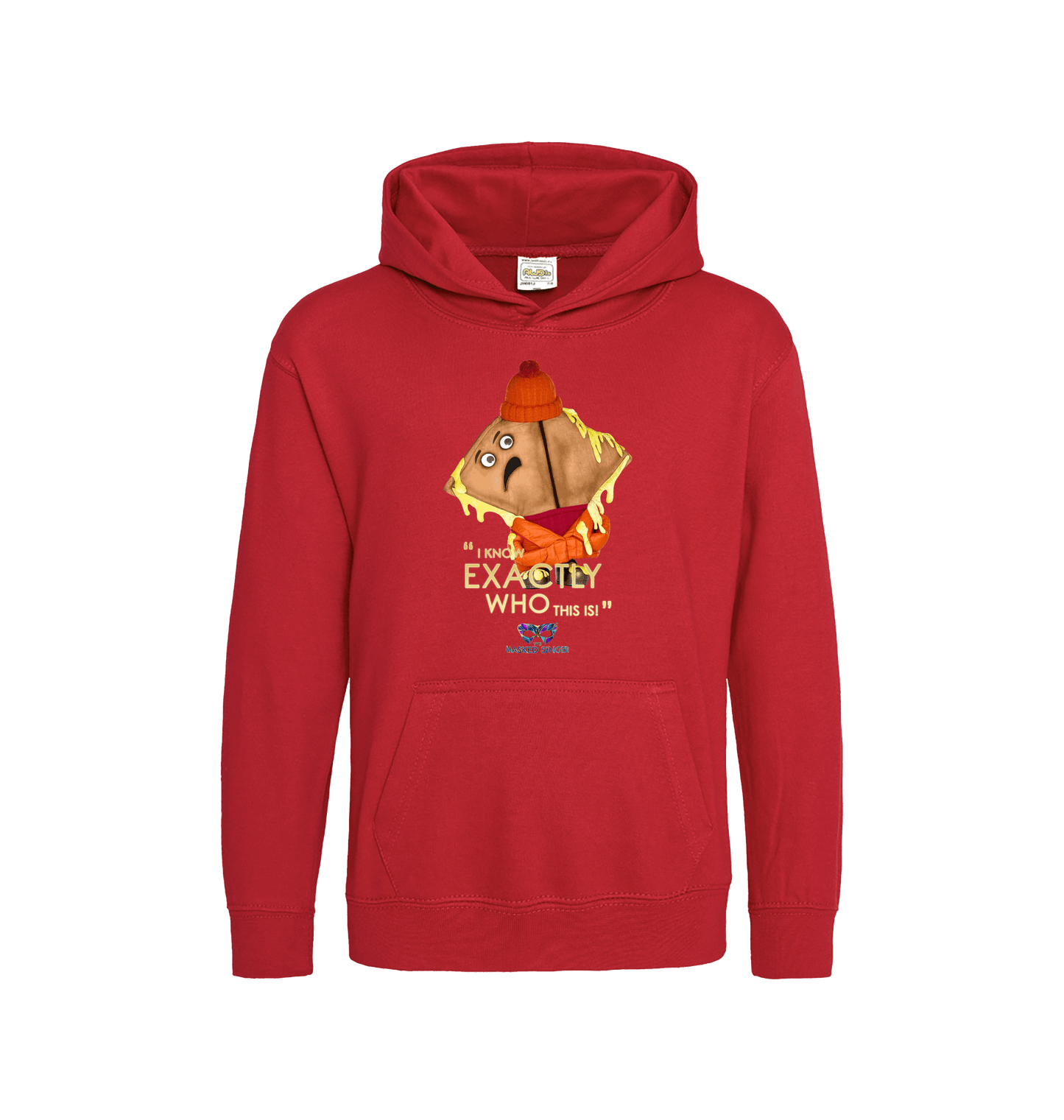 Fire Red Printed Kids Hoodie Front