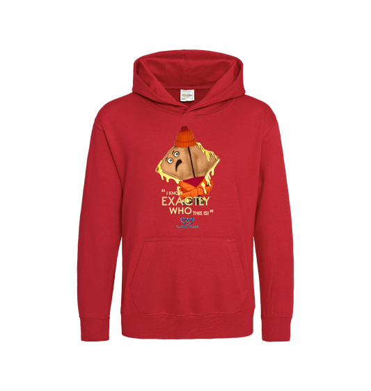 Fire Red Printed Kids Hoodie Front