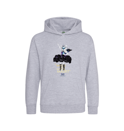 Heather Grey Printed Kids Hoodie Front