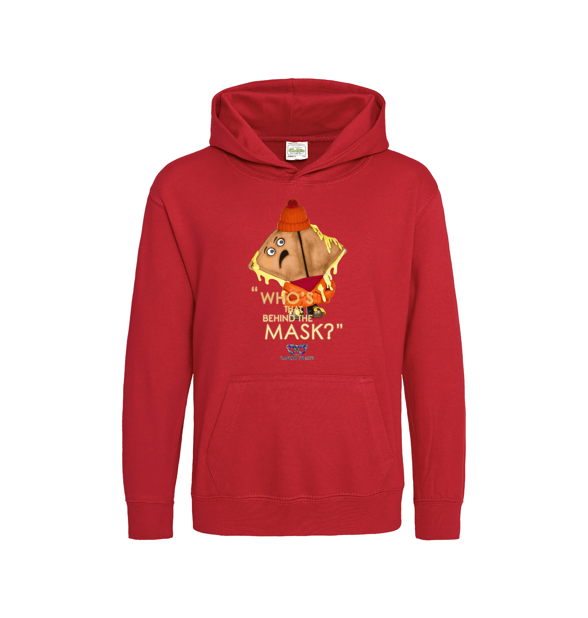 Fire Red Printed Kids Hoodie Front