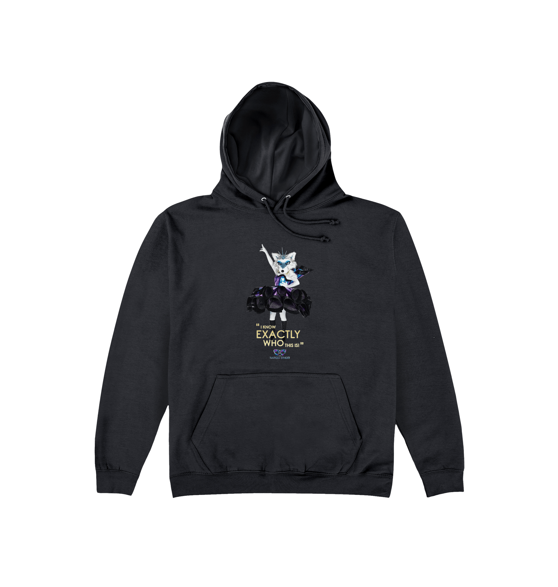 Jet Black Printed Hoody Front