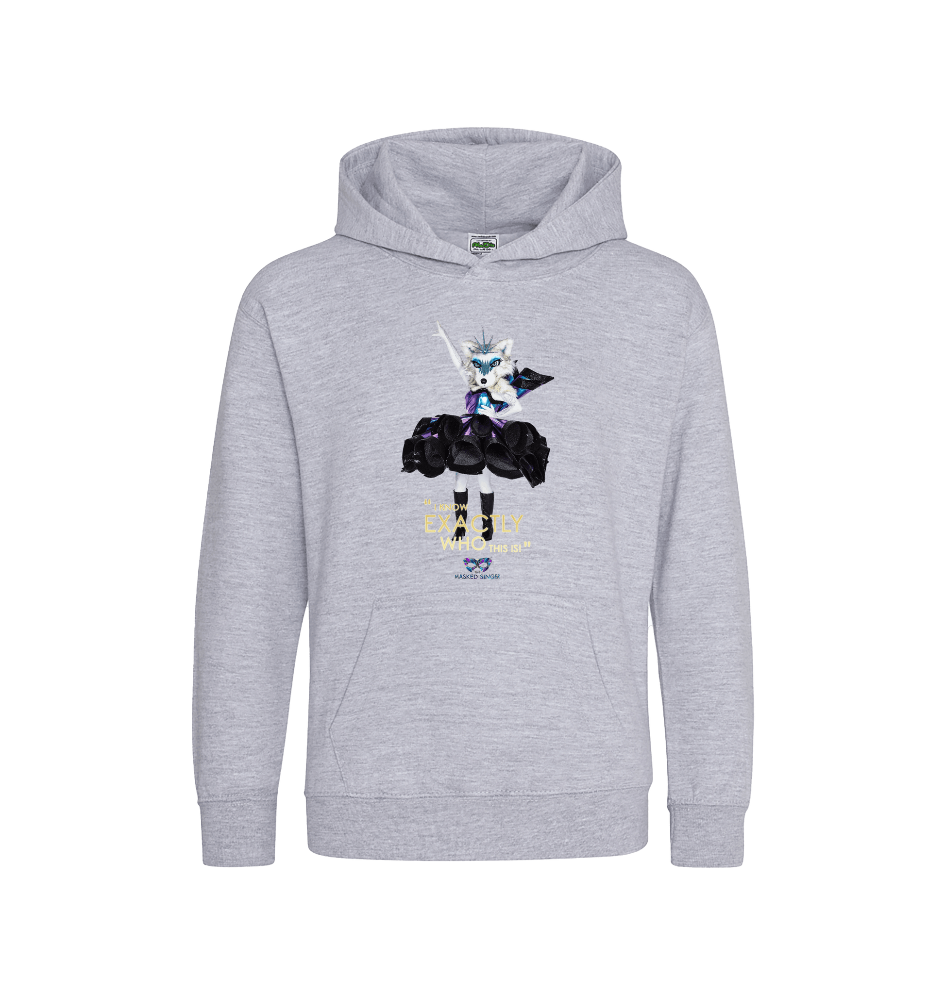 Heather Grey Printed Kids Hoodie Front