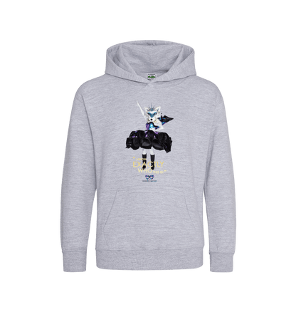 Heather Grey Printed Kids Hoodie Front