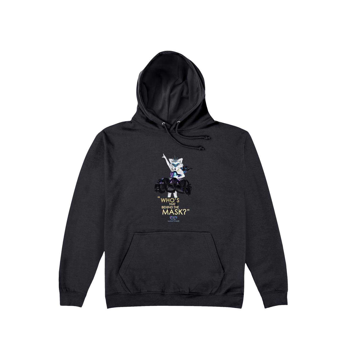 Jet Black Printed Hoody Front