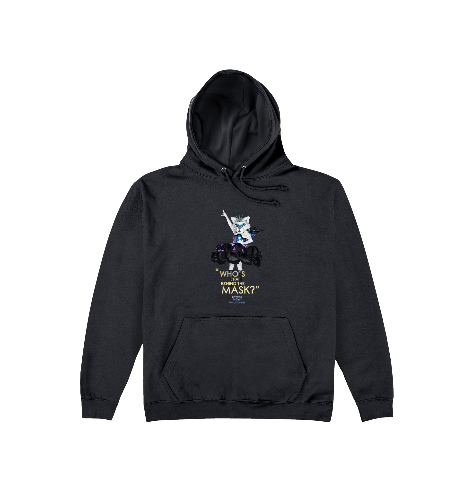 Jet Black Printed Hoody Front