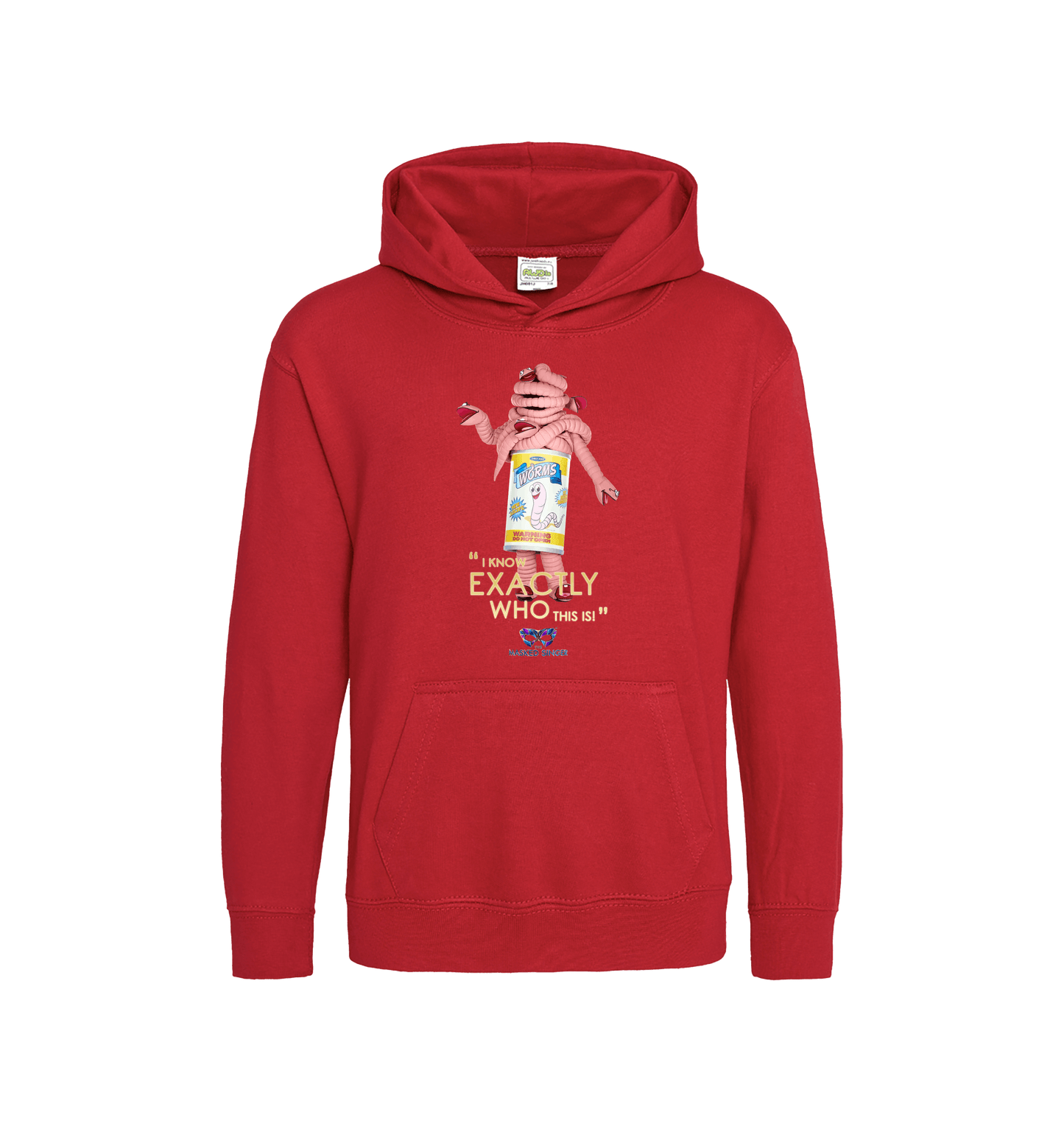 Fire Red Printed Kids Hoodie Front