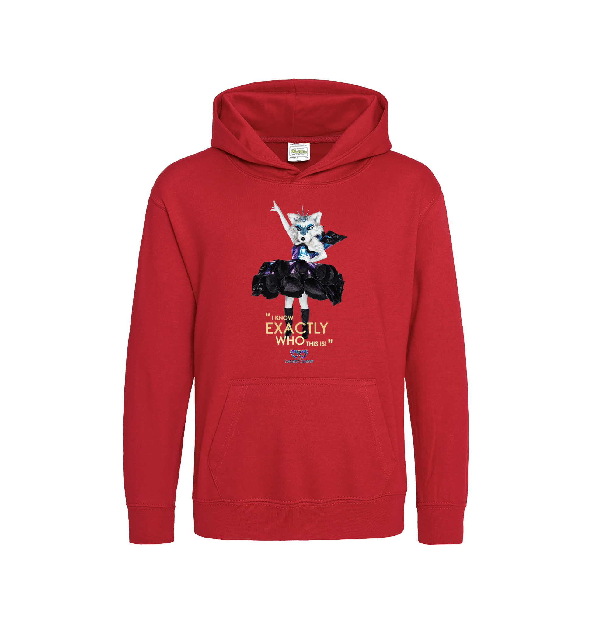 Fire Red Printed Kids Hoodie Front