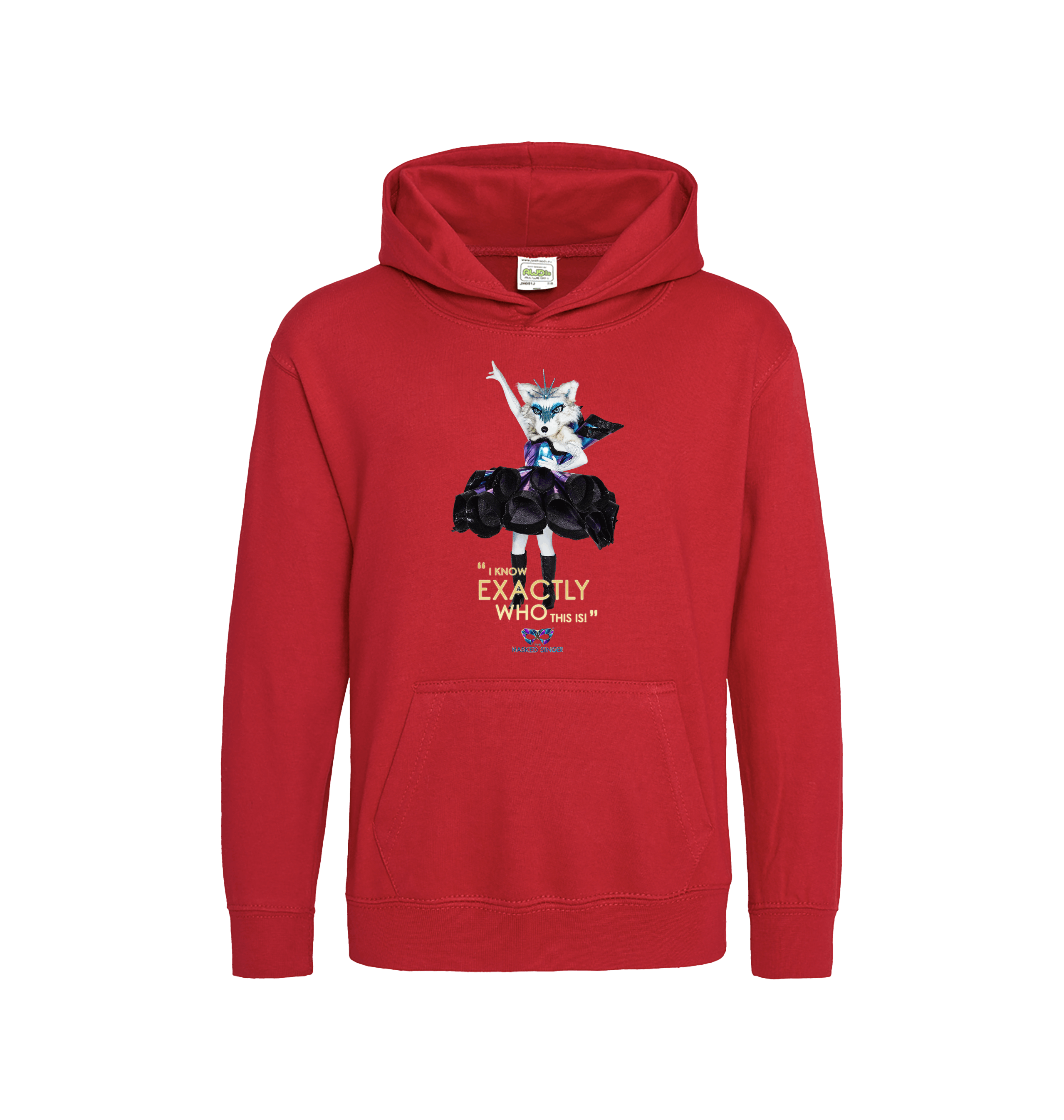 Fire Red Printed Kids Hoodie Front
