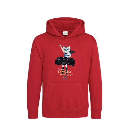 Fire Red Printed Kids Hoodie Front